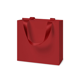Пакет подарочный 24*23 "Luxe" с тканевой ламинацией, красный, ручки красные (1/12/60)