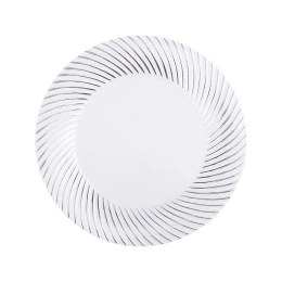 Тарелка пластиковая белая "Серебряная волна", d-230мм (1*12/20уп)