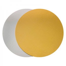 Подложка картонная круглая №26 усиленная 3,2 мм золото/белый жемчуг  (1/10)