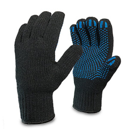 Перчатки х/б двойные "Зима" черные с ПВХ (1/5/100)